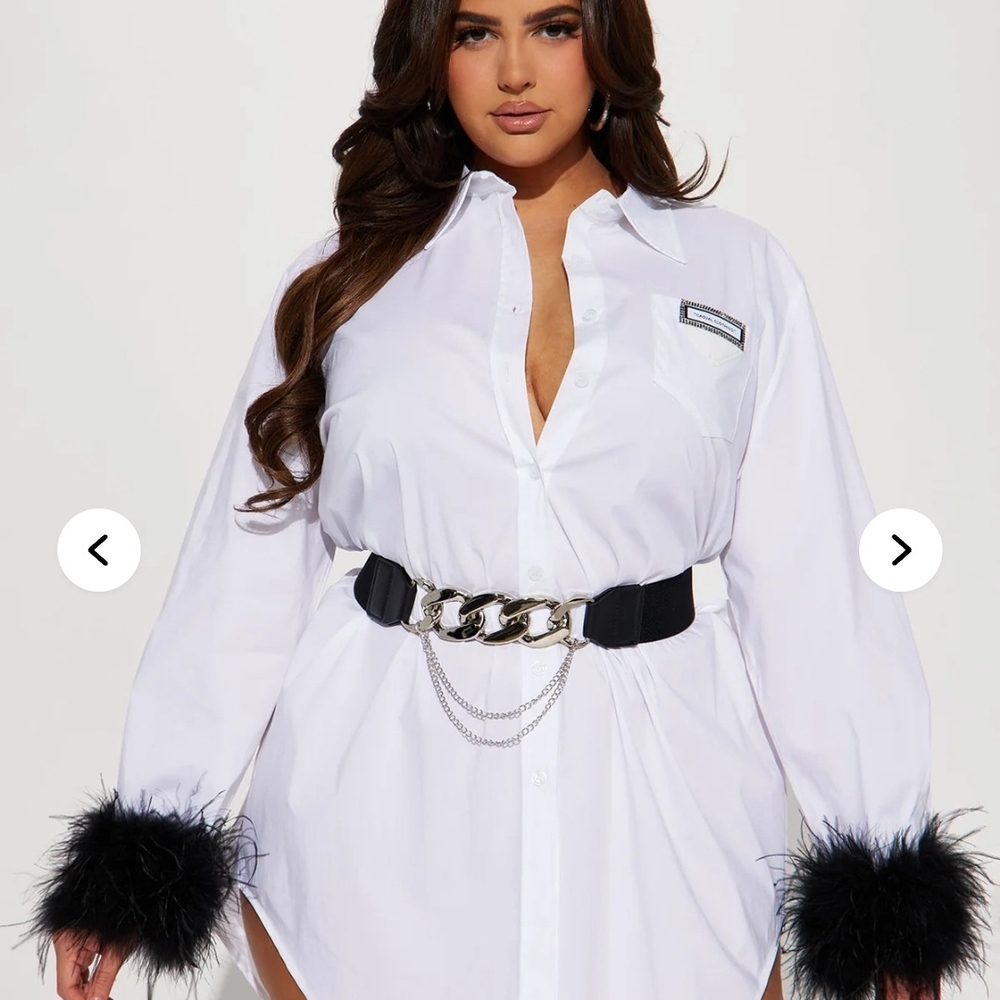 Fashion Nova White Blouse with Black Accents - Picture 7 of 8
